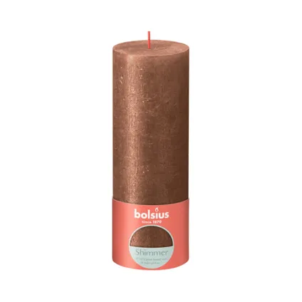 Bolsius Stub Candle Shimmer COPPER - Ø68 mm - Hauteur 19 cm - Cuivre - 85 heures de combustion