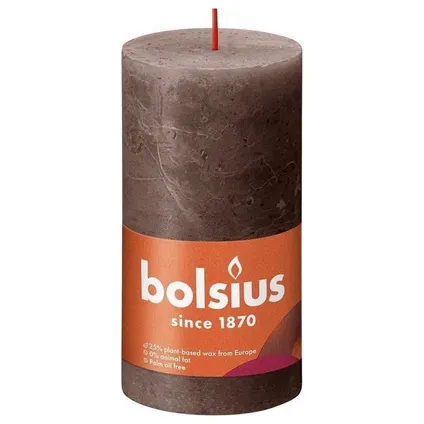 Bolsius Stub Candle rustique taupe Ø68 mm - Hauteur 13 cm - Taupe - 60 heures de brûlure