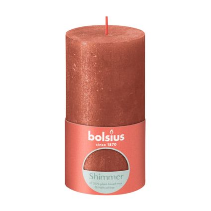 Bolsius Stub Candle Shimmer AMBER - Ø68 mm - Hauteur 13 cm - 60 heures de brûlure