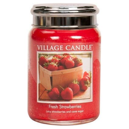 Bougie de village grande bougie parfumée en pot - fraises fraîches