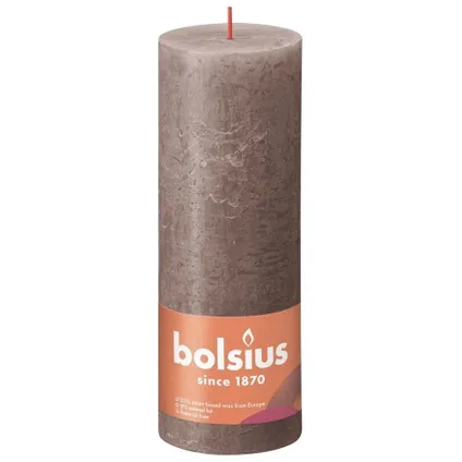 BOLSIUS STUT CANDLE rustique taupe Ø68 mm - Hauteur 19 cm - Taupe - 85 heures de brûlage