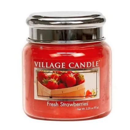 Bougie de village parfumé aux fraises fraîches 7 cm Cire / Verre rouge