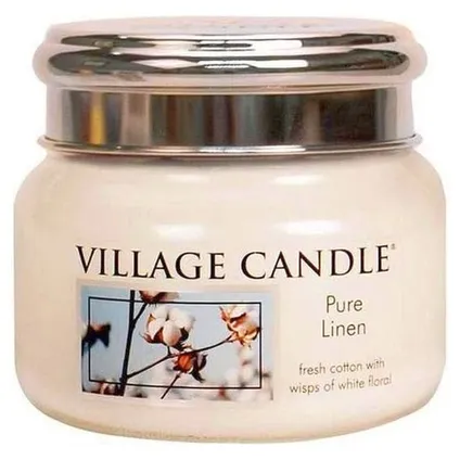 Bougie de village parfumée en lin pur 8 x 9,5 cm cire / verre blanc