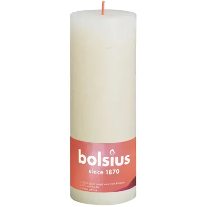 Bolsius Stub Candle Perle douce Ø68 mm - Hauteur 19 cm - Perle Blanc - 85 heures de combustion