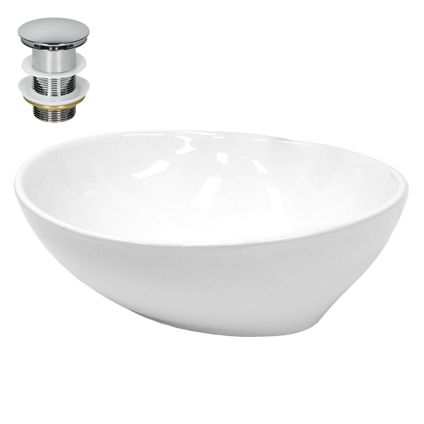 Vasque ECD Germany à Poser Lavabo - Ovale - 410 x 330 x 140 mm - en Céramique - Blanc