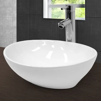 Vasque ECD Germany à Poser Lavabo - Ovale - 410 x 330 x 140 mm - en Céramique - Blanc 5
