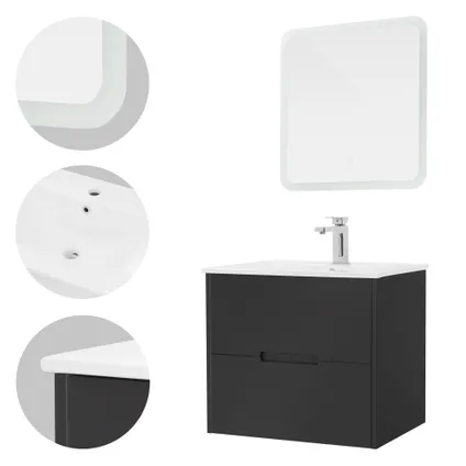 ML-Design 3-delige badkamermeubelset, spiegel, lage kast en wastafel 4