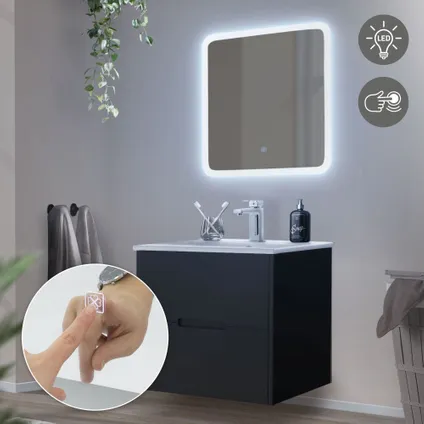 ML-Design 3-delige badkamermeubelset, spiegel, lage kast en wastafel 7