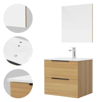 ML-Design 3-delige badkamermeubelset, spiegel, badmeubel en wastafel 4