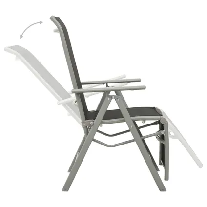 The Living Store - Aluminium - Chaise de jardin inclinable Textilène et - TLS312196 5