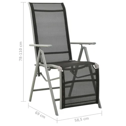 The Living Store - Aluminium - Chaise de jardin inclinable Textilène et - TLS312196 8