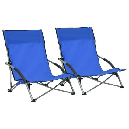 vidaXL - Stof - Strandstoelen 2 st inklapbaar stof blauw - TLS312488