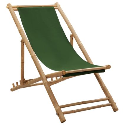 The Living Store - Tissu - Chaise de terrasse bambou et toile vert - TLS318593
