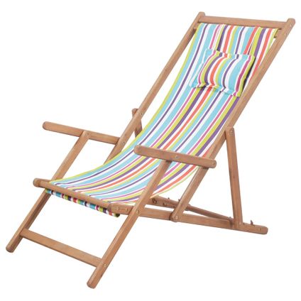 The Living Store - Tissu - Chaise pliable de plage Tissu et cadre en bois - TLS43998