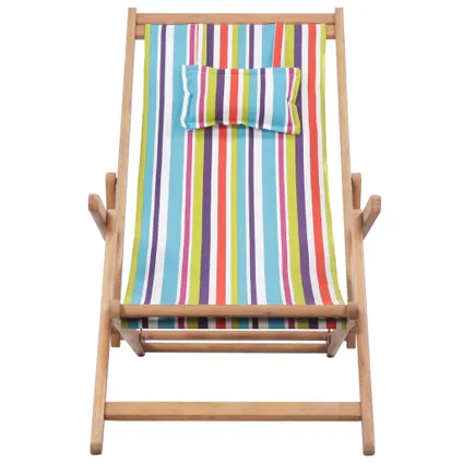 The Living Store - Tissu - Chaise pliable de plage Tissu et cadre en bois - TLS43998 2