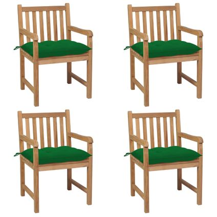 The Living Store - Bois - Chaises de jardin 4 pcs avec coussins vert Bois de - TLS307302