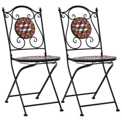 The Living Store - Céramique - Chaises de bistrot mosaïque 2 pcs Marron - TLS46714