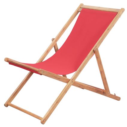 The Living Store - Tissu - Chaise pliable de plage Tissu et cadre en bois Rouge - TLS43999