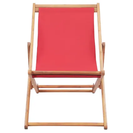 The Living Store - Tissu - Chaise pliable de plage Tissu et cadre en bois Rouge - TLS43999 2