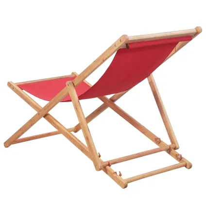 The Living Store - Tissu - Chaise pliable de plage Tissu et cadre en bois Rouge - TLS43999 3
