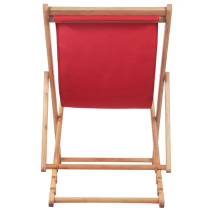 The Living Store - Tissu - Chaise pliable de plage Tissu et cadre en bois Rouge - TLS43999 4