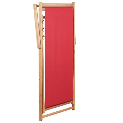 vidaXL - Stof - Strandstoel inklapbaar stof en houten frame rood - TLS43999 5