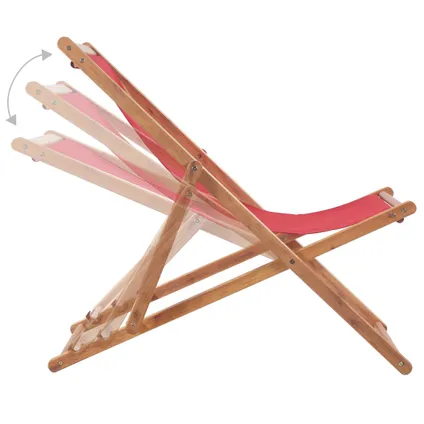 The Living Store - Tissu - Chaise pliable de plage Tissu et cadre en bois Rouge - TLS43999 6
