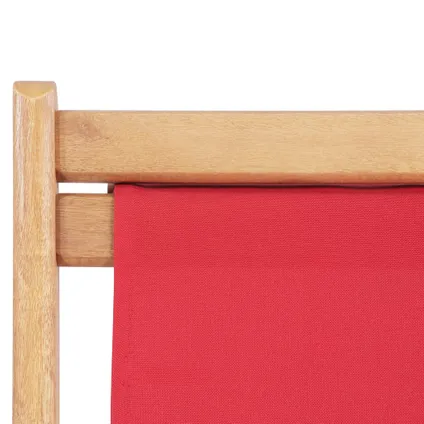 The Living Store - Tissu - Chaise pliable de plage Tissu et cadre en bois Rouge - TLS43999 7