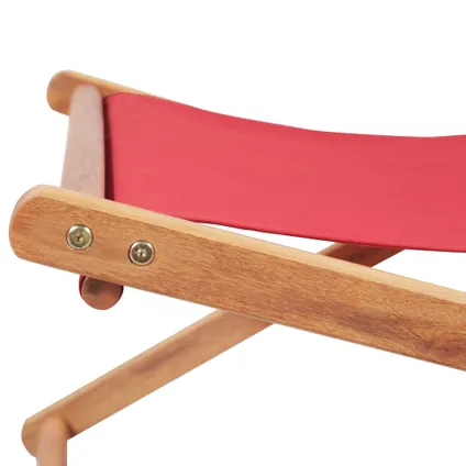 The Living Store - Tissu - Chaise pliable de plage Tissu et cadre en bois Rouge - TLS43999 8