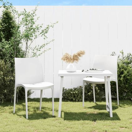 The Living Store - Polypropylène - Chaises de jardin lot de 2 blanc 50x46x80 cm - TLS364734