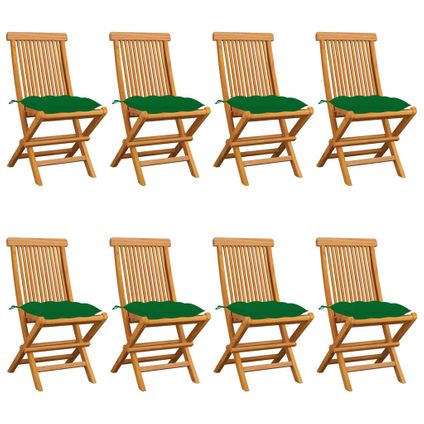 The Living Store - Bois - Chaises de jardin avec coussins vert 8 pcs Bois de - TLS307293