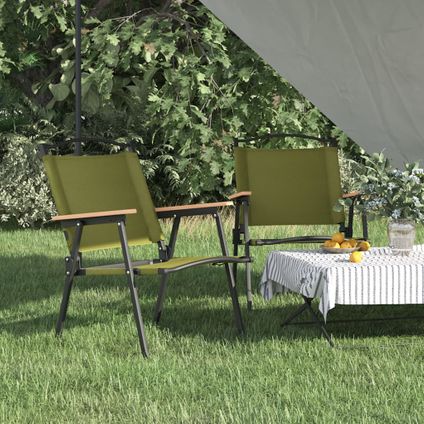 The Living Store - Polyester - Chaises de camping 2 pcs Vert 54x55x78 cm Tissu - TLS319486