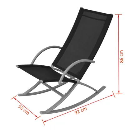 vidaXL - Stof - Tuinschommelstoelen 2 st staal en textileen zwart - TLS42163 7