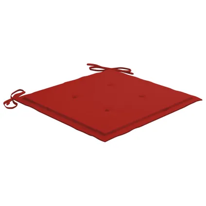 vidaXL - Hout - Schommelstoel met rood kussen massief teakhout - TLS306276 6