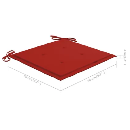 vidaXL - Hout - Schommelstoel met rood kussen massief teakhout - TLS306276 9