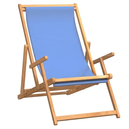 The Living Store - Teck - Chaise de plage pliable Bois de teck solide Bleu - TLS317697 2