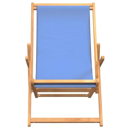 The Living Store - Teck - Chaise de plage pliable Bois de teck solide Bleu - TLS317697 3