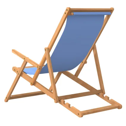 The Living Store - Teck - Chaise de plage pliable Bois de teck solide Bleu - TLS317697 5