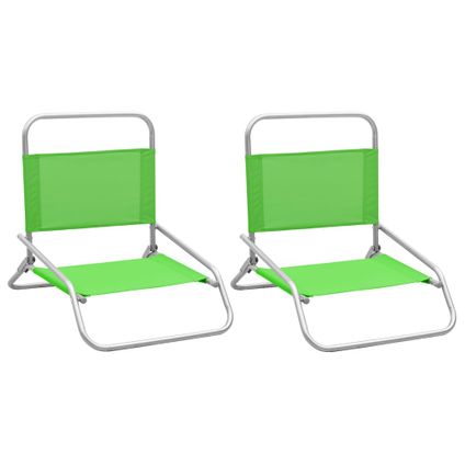 vidaXL - Stof - Strandstoelen 2 st inklapbaar stof groen - TLS310370