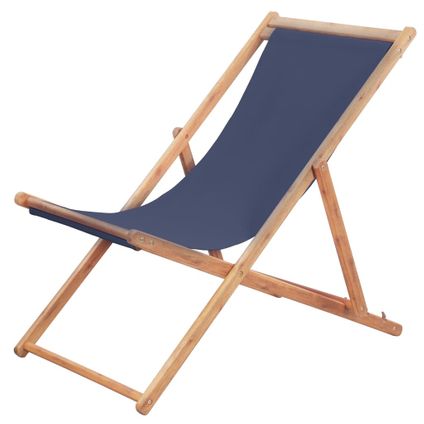 The Living Store - Tissu - Chaise pliable de plage Tissu et cadre en bois Bleu - TLS44000