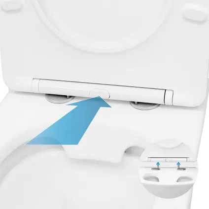 Toilette Suspendu ECD Germany sans Rebord, Blanc Mat, avec Siège WC Amovible en Duroplast 6