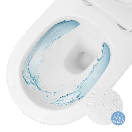 WC Suspendu ECD Germany sans Rebord en Céramique Blanc, Revêtement Nano, Toilette Murale Suspendue 5