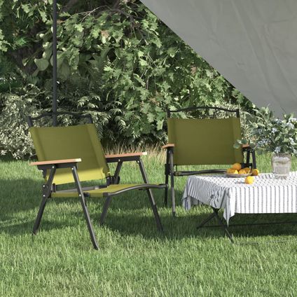 The Living Store - Polyester - Chaises de camping 2 pcs Vert 54x43x59 cm Tissu - TLS319483