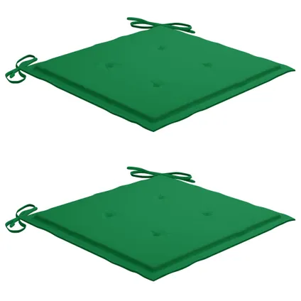 vidaXL - Teakhout - Tuinstoelen 2 st met groene kussens massief - TLS306249 6
