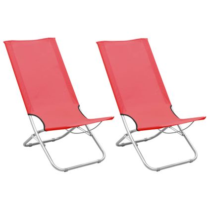 vidaXL - Stof - Strandstoelen 2 st inklapbaar stof rood - TLS310376