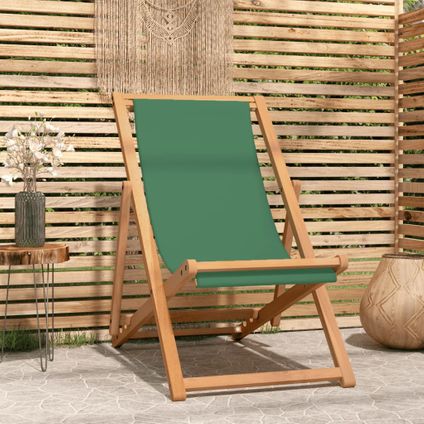 The Living Store - Bois - Chaise de plage pliable Bois de teck solide Vert - TLS47416
