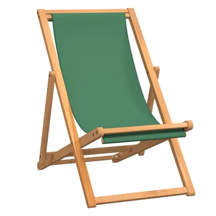The Living Store - Bois - Chaise de plage pliable Bois de teck solide Vert - TLS47416 2