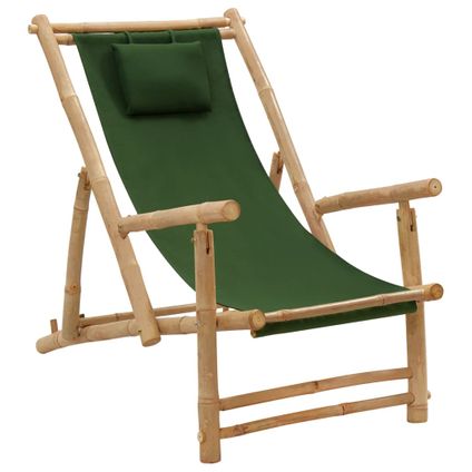 The Living Store - Bambou - Chaise de terrasse Bambou et toile Vert - TLS318598