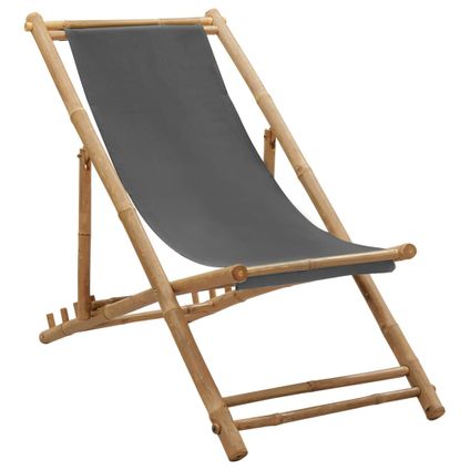The Living Store - Tissu - Chaise de terrasse Bambou et toile Gris foncé - TLS313018
