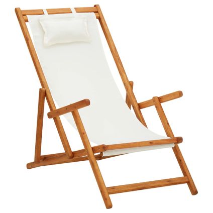 The Living Store - Tissu - Chaise pliable de plage Bois d'eucalyptus solide et - TLS310311